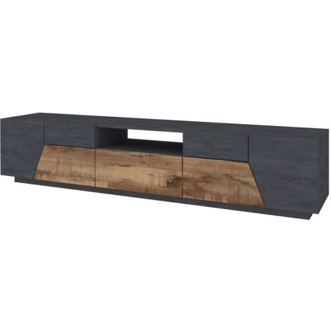 Mobile TV 4 Ante 1 Cassetto 220,1x43x46 cm Alien Ardesia e Acero Pereira