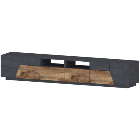 Mobile TV 4 Ante 2 Cassetti 260x43x46 cm Alien Ardesia e Acero Pereira