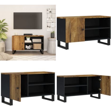 Mobile TV 80x33x46cm Legno Massello Mango e Legno Multistrato - Mobile TV - Arredamento moderno