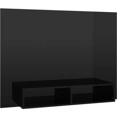 Mobile TV a Muro Nero Lucido 120x23,5x90 cm Legno Multistrato vidaXL