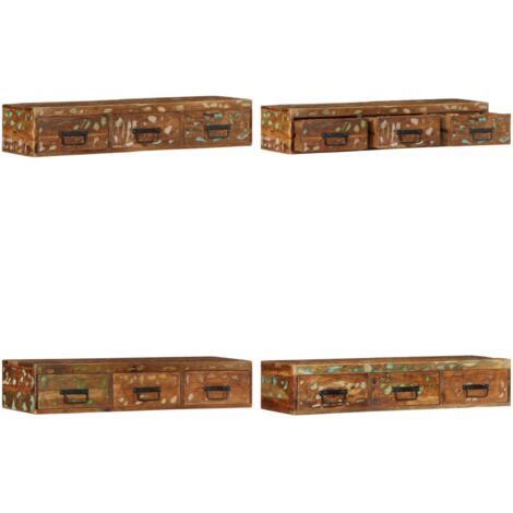 Mobile TV a Parete 100x30x19 cm in Legno Massello di Recupero - Armadio a muro - Mobile TV