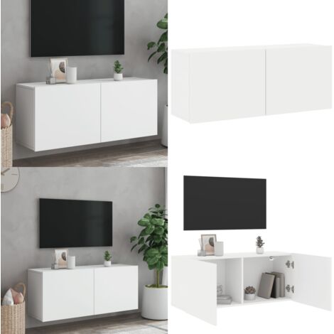 Mobile TV a Parete Bianco 100x30x41 cm - Mobile TV - TV a parete in legno