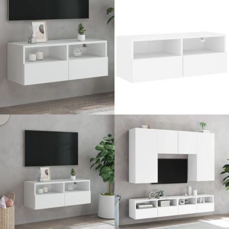Mobile TV a Parete Bianco 80x30x30 cm in Legno Multistrato - Mobile TV - Armadio TV