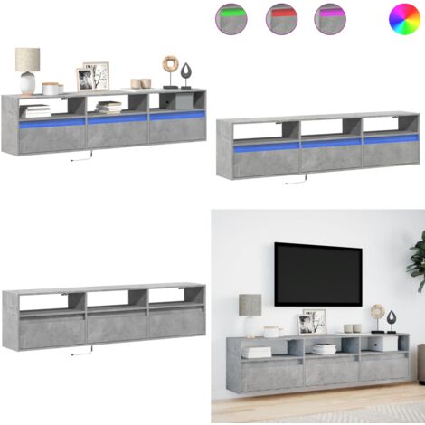 Mobile TV a Parete con LED Grigio Cemento 180x31x45 cm - Mobile TV - TV a parete con LED