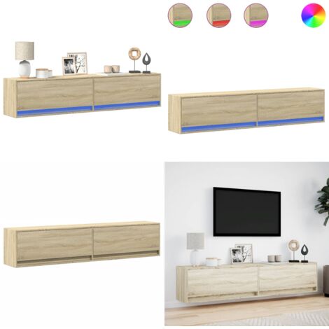 Mobile TV a Parete con LED Rovere Sonoma 180x31x38 cm - TV a parete con LED - Mobile TV