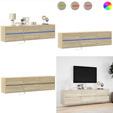Mobile TV a Parete con LED Rovere Sonoma 180x31x45 cm - Mobile TV - TV a parete con LED
