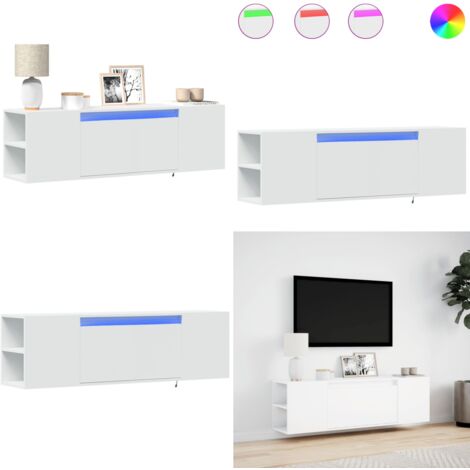 Mobile TV a Parete con Luci LED Bianco 135x31x39,5 cm - Luci LED - Mobile TV