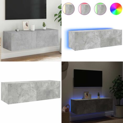 Mobile TV a Parete con Luci LED Grigio Cemento 100x35x31 cm - Mobile TV - Luci LED RGB