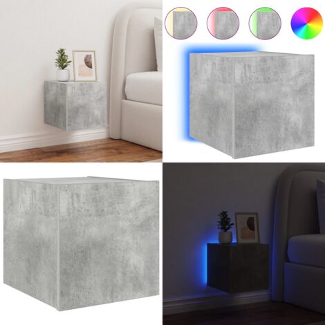 Mobile TV a Parete con Luci LED Grigio Cemento 30,5x35x30 cm - Mobile TV - Luci LED RGB