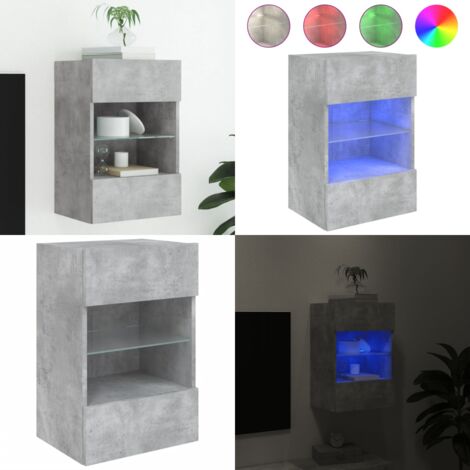 Mobile TV a Parete con Luci LED Grigio Cemento 40x30x60,5 cm - Mobile TV - Luci LED RGB