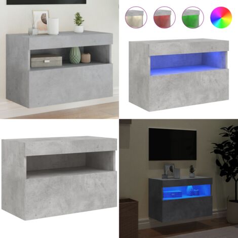 Mobile TV a Parete con Luci LED Grigio Cemento 60x30x40 cm - Mobile TV - Luci LED RGB