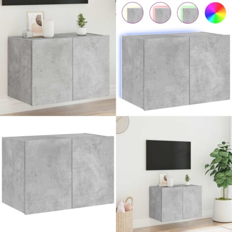 Mobile TV a Parete con Luci LED Grigio Cemento 60x35x41 cm - Mobile TV - Luci LED RGB