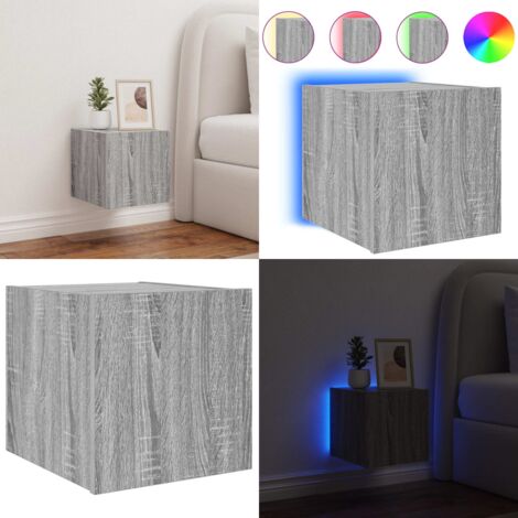 Mobile TV a Parete con Luci LED Grigio Sonoma 30,5x35x30 cm - Luci LED RGB - Mobile TV