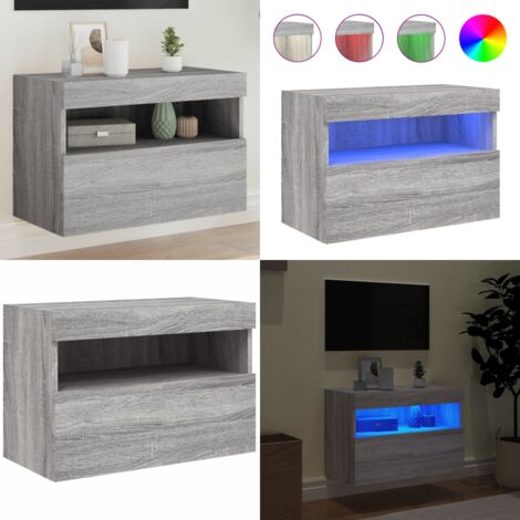 Mobile TV a Parete con Luci LED Grigio Sonoma 60x30x40 cm - Luci LED RGB - Mobile TV a parete