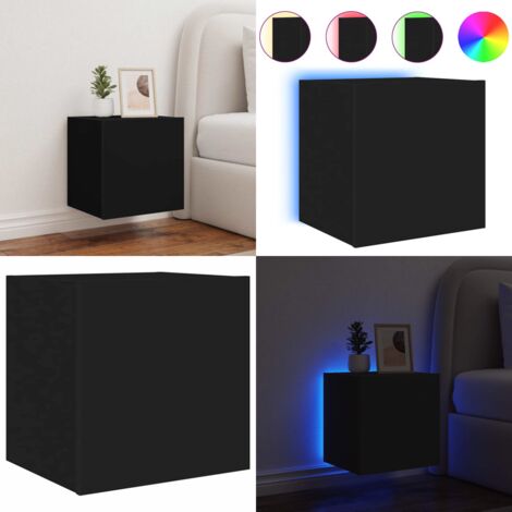 Mobile TV a Parete con Luci LED Nero 40,5x35x40 cm - Luci LED RGB - Mobile TV a parete