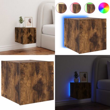 Mobile TV a Parete con Luci LED Rovere Fumo 30,5x35x30 cm - Mobile TV - Luci LED RGB