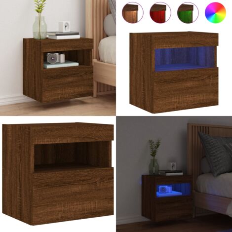 Mobile TV a Parete con Luci LED Rovere Marrone 40x30x40 cm - Luci LED RGB - Mobile TV a parete