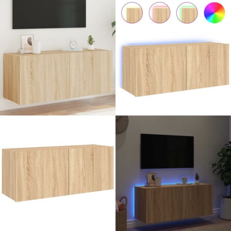 Mobile TV a Parete con Luci LED Rovere Sonoma 100x35x41 cm - TV mobile - Luci LED RGB