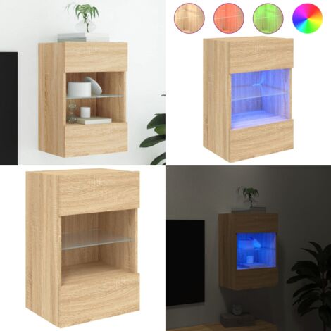 Mobile TV a Parete con Luci LED Rovere Sonoma 40x30x60,5 cm - Mobile TV - Luci LED RGB