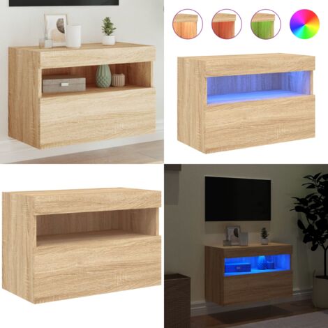 Mobile TV a Parete con Luci LED Rovere Sonoma 60x30x40 cm - Luci LED RGB - Mobile TV a parete