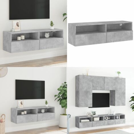 Mobile TV a Parete Grigio Cemento 100x30x30cm Legno Multistrato - Mobile TV - Armadio TV