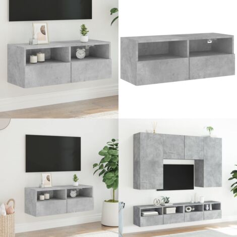 Mobile TV a Parete Grigio Cemento 80x30x30 cm Legno Multistrato - Mobile TV - Armadio TV