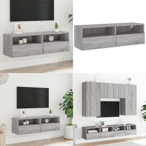 Mobile TV a Parete Grigio Sonoma 100x30x30 cm Legno Multistrato - Mobile TV - Armadio TV