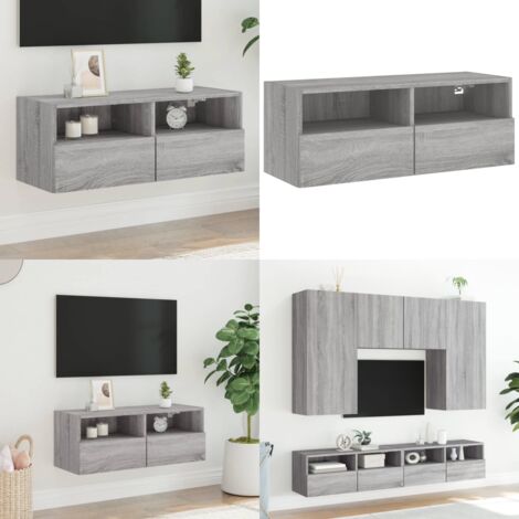 Mobile TV a Parete Grigio Sonoma 80x30x30 cm Legno Multistrato - Mobile TV - Armadio TV