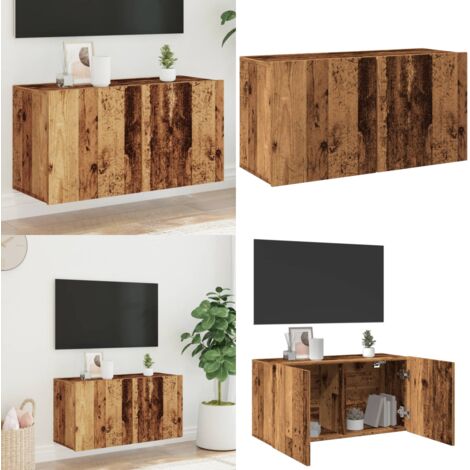 Mobile TV a Parete Legno Antico 80x30x41 cm - Mobile TV - Armadio TV