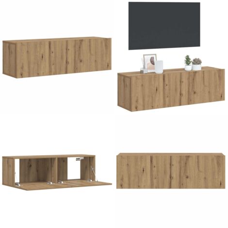 Mobile TV a Parete Rovere Artigianale 100x30x30cm in Truciolato - Mobile TV - Mobile per TV