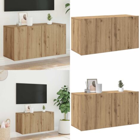 Mobile TV a Parete Rovere Artigianale 80x30x41 cm - Mobile TV - Mobile per TV