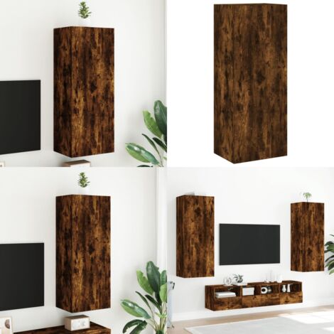Mobile TV a Parete Rovere Fumo 40,5x30x102 cm Legno Multistrato - Mobile TV - Mobile a parete