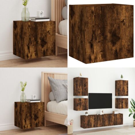 Mobile TV a Parete Rovere Fumo 40,5x30x40 cm Legno Multistrato - Mobile TV - Mobile a parete
