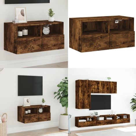 Mobile TV a Parete Rovere Fumo 60x30x30 cm in Legno Multistrato - Mobile TV - Armadio TV