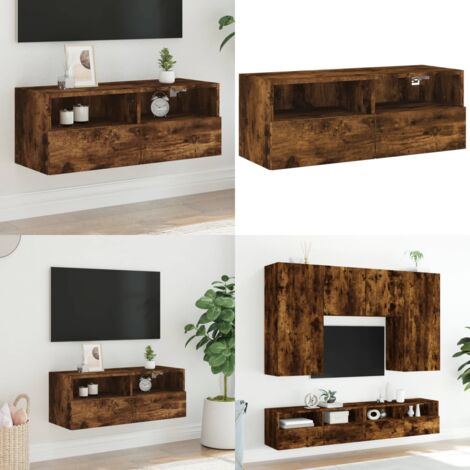 Mobile TV a Parete Rovere Fumo 80x30x30 cm in Legno Multistrato - Mobile TV - Armadio TV