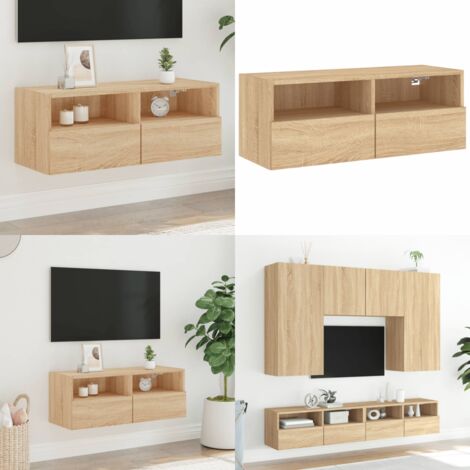 Mobile TV a Parete Rovere Sonoma 80x30x30 cm Legno Multistrato - Mobile TV - TV a parete in legno