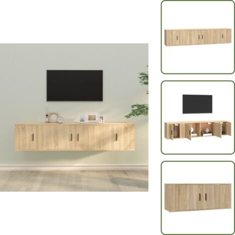 Mobile TV a parete - vidaXL Set di Mobili Porta TV 3 pz Rovere Sonoma in Legno Multistrato - Armadio TV