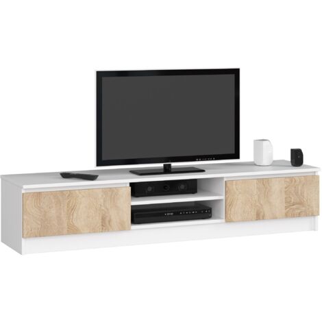 Mobile TV AKORD Bianco 160 cm 2 ante inserto frontale Sonoma Quercia 160x40x33 cm