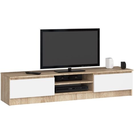 Mobile TV AKORD Sonoma Quercia 160 cm 2 ante inserto frontale Bianco 160x40x33 cm
