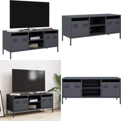 Mobile TV Antracite 101,5x39x43,5 cm Acciaio Laminato a Freddo - Armadio TV - Armadio in acciaio
