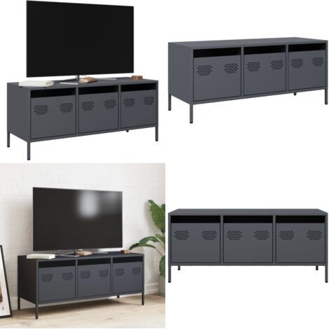 Mobile TV Antracite 101,5x39x43,5 cm Acciaio Laminato a Freddo - Mobile TV - Mobile TV in acciaio