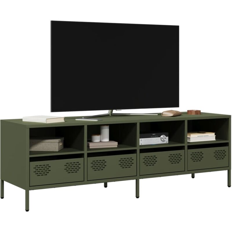 Vidaxl - Mobile tv Verde Oliva 135x39x43,5cm Acciaio Laminato a Freddo