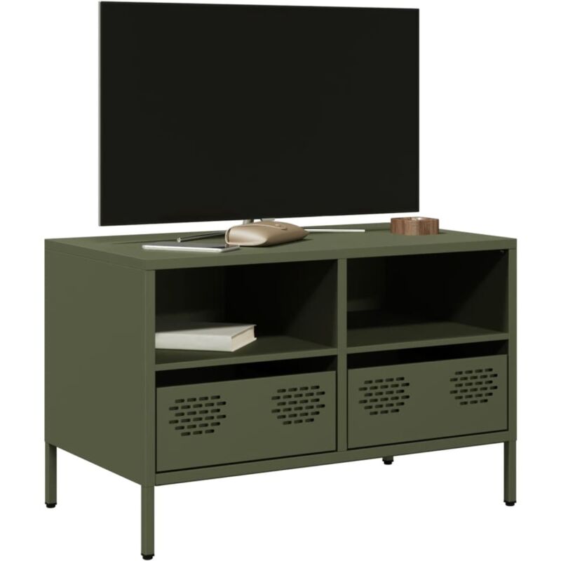 Vidaxl - Mobile tv Verde Oliva 68x39x43,5cm in Acciaio Laminato a Freddo