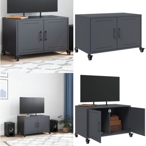 Mobile TV Antracite 68x39x43,5 cm in Acciaio Laminato a Freddo - Armadio TV - Armadio in acciaio