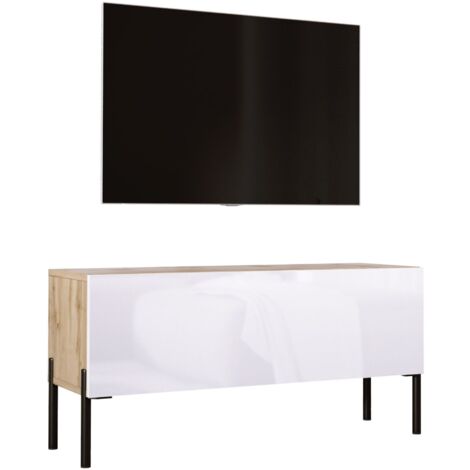Mobile TV : Antracite, gambe cromate, 140 x 52 x 32 cm
