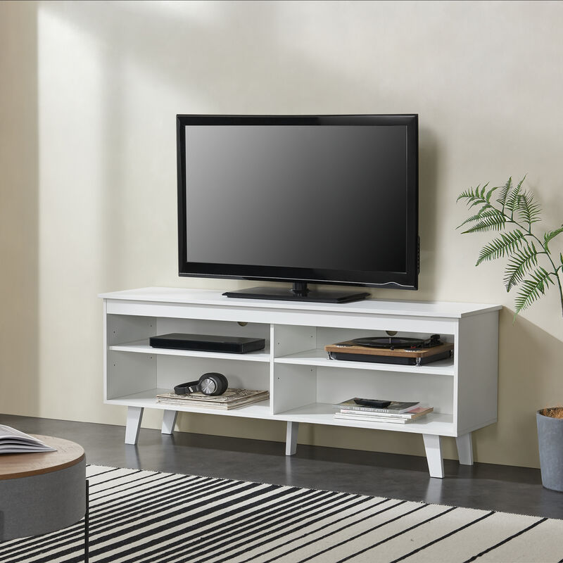 Mobile tv Stenløse Armadio Basso 58 x 150 x 38 cm Bianco [en.casa]