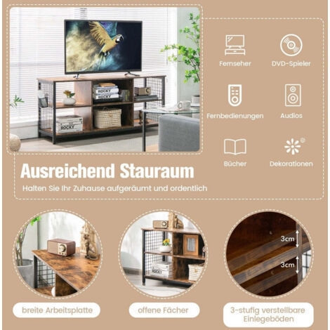 Mobile tv basso con scomparti aperti mensola tv per televisori fino a 65 pollici 140 x 40 x 625 cm marrone rustico