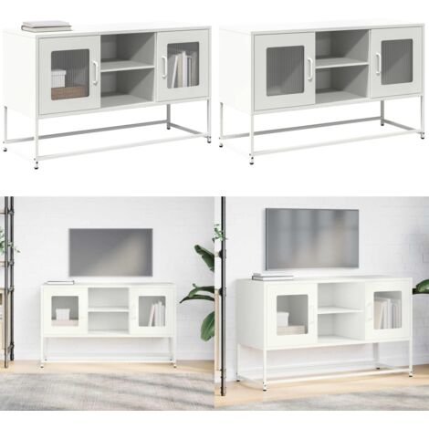Mobile TV Bianco 100,5x39x60,5 cm in Acciaio - Mobile TV - Mobile TV in acciaio