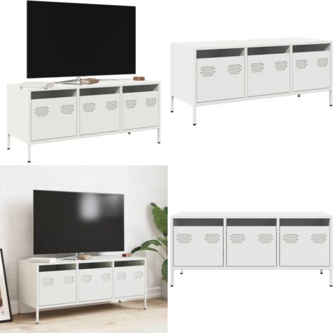 Mobile TV Bianco 101,5x39x43,5 cm in Acciaio Laminato a Freddo - Mobile TV - TV in acciaio