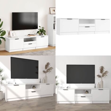 Mobile TV Bianco 140x35x40 cm in Legno Massello - Mobile TV - Arredamento moderno